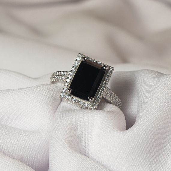 Silver Ring Studded With Beautiful Black Stone